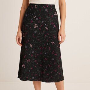 Amour Vert Ollie Silk Midi Skirt Caroline Black Floral M